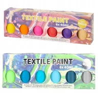 Zabawki kreatywne - 12 x FARBY DO MALOWANIA TKANIN UBRAŃ kolory róże niebieskie srebrne złote - miniaturka - grafika 1