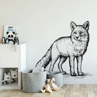 Naklejki na ścianę - Naklejka ścienna Lis black&white 2 - miniaturka - grafika 1