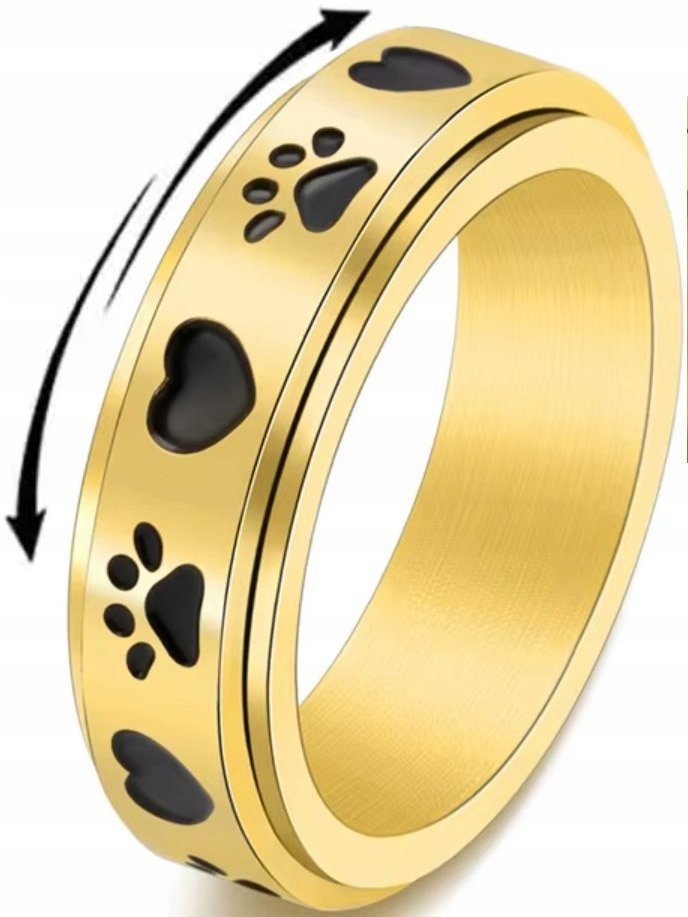Złoty Pierścień Obrotowy Pamiątka dla Miłośnika Zwierząt Stal Chirurgiczna