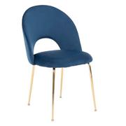 Krzesła - Krzesło Glamour niebieskie KC-903-2 / welur, nogi złote - miniaturka - grafika 1