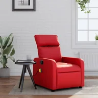 Fotele - vidaXL Rozkładany fotel masujący, czerwony, sztuczna skóra - miniaturka - grafika 1