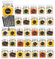 Pojemniki kuchenne - Słoiki na przyprawy 120 ml x32 szt z białą zakrętką 90 etykiet czerpak - miniaturka - grafika 1