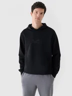 Bluzy sportowe męskie - Męska bluza dresowa nierozpinana z kapturem 4F 4FRAW24TSWSM1816 - czarna - miniaturka - grafika 1