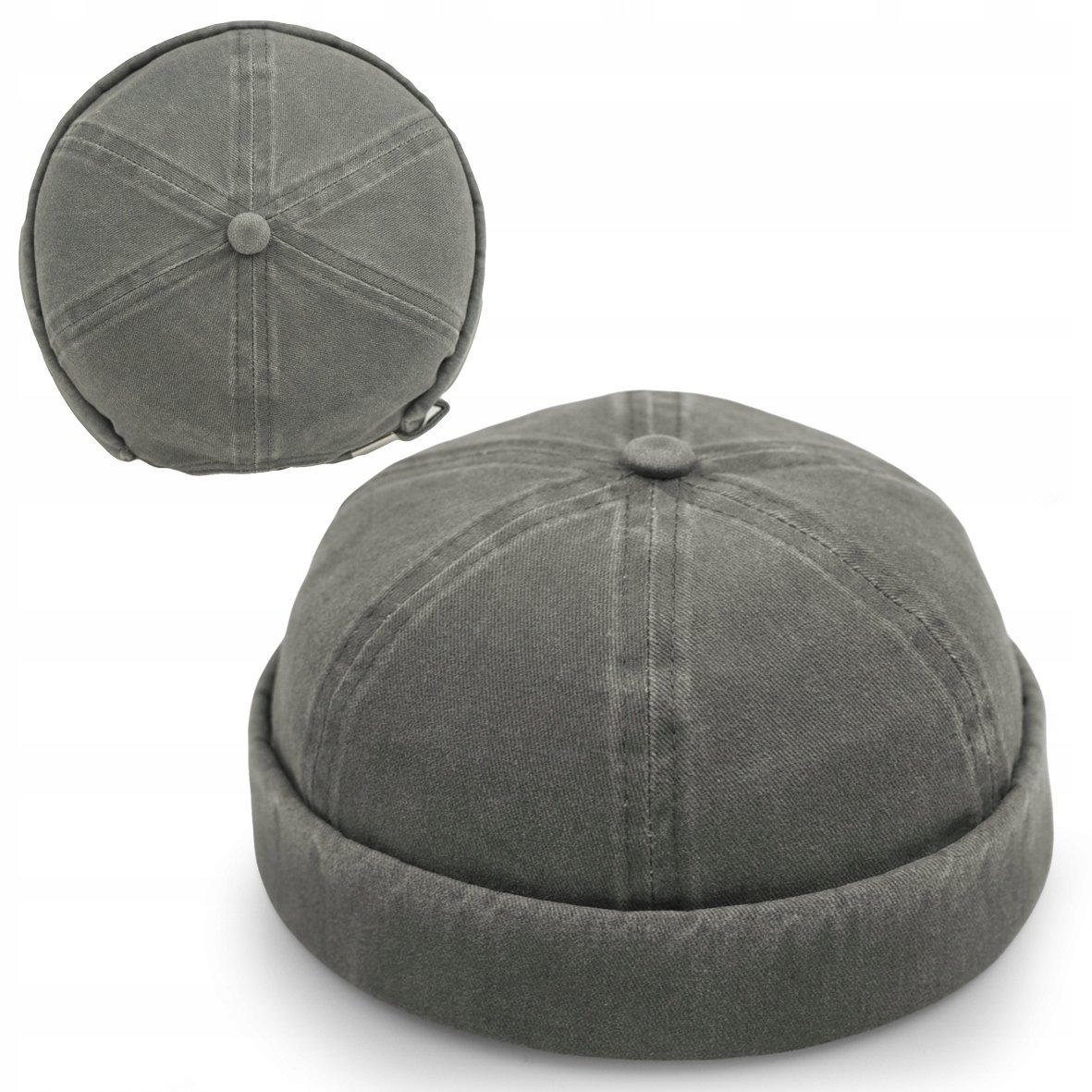 Czapka Dokerka Krótka Leon Szara Bez Daszka Pako
