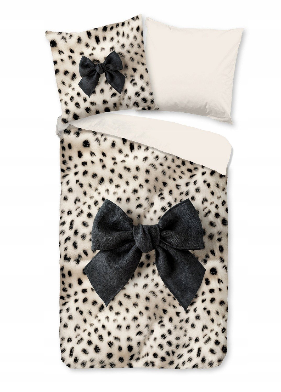 Pościel panterka centki geparda 135x200 futro beżowa dwustronna mikrofibra