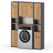 Meble łazienkowe - Zestaw łazienkowy duży słupek szafka stojąca nad pralkę loft szary wotan - miniaturka - grafika 1