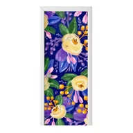 Naklejki na ścianę - Naklejka na drzwi HOMEPRINT Kwiaty na fioletowym tle 85x205 cm - miniaturka - grafika 1