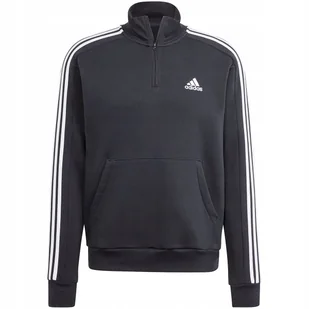 Bluza męska adidas Essentials Fleece 3-Stripes 1/4-Zip czarna HZ6235 2XL - Bluzy męskie - miniaturka - grafika 1