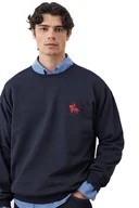 Bluzy męskie - TRENDYOL MAN BLUZA MĘSKA GRANATOWA Z CZERWONYM LOGO DŁUGI RĘKAW XXL 5DA - miniaturka - grafika 1