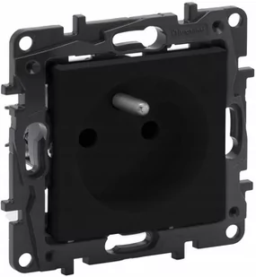 Legrand Gniazdo pojedyncze Niloe Step 863531 z uziemieniem zaciski automatyczne czarne - Gniazdka elektryczne - miniaturka - grafika 1