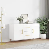 Komody - vidaXL Komoda, biała z połyskiem, 100x36x60 cm materiał drewnopochodny - miniaturka - grafika 1