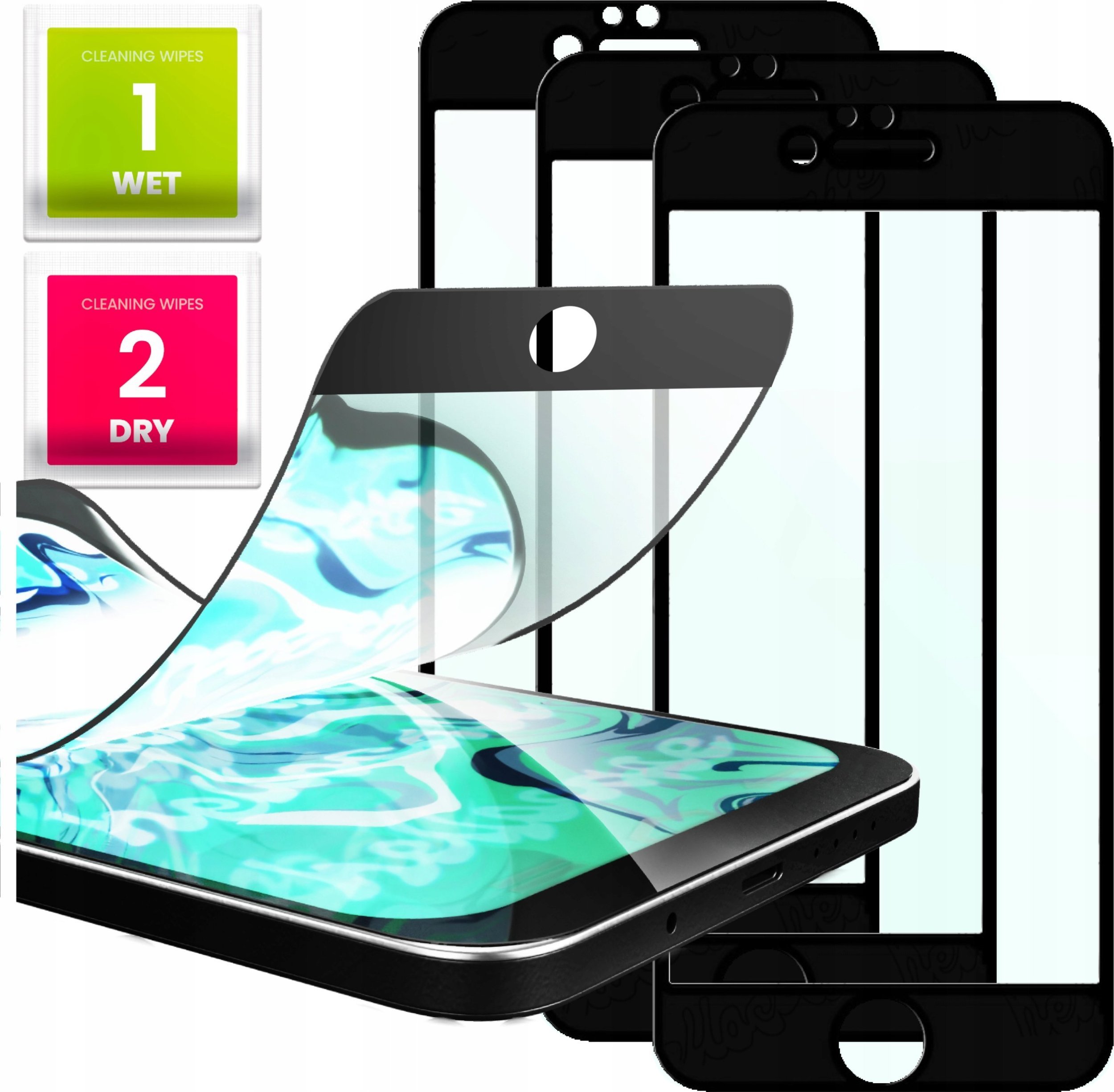 Hello Case 3x Szkło Hybrydowe do iPhone 6 PLUS szybka 9H,5D, ochronne, na cały ekran