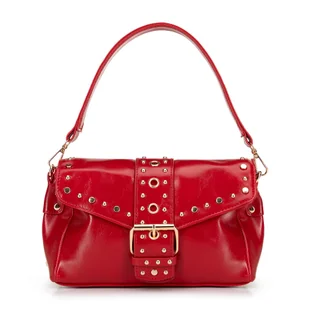 Damska crossbody z ekoskóry w dekoracyjne nity czerwona - Torebki damskie - miniaturka - grafika 1