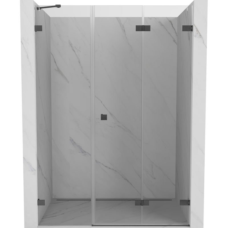Mexen Lunar-F drzwi prysznicowe składane prawe 135 cm, transparent, gun gray szczotkowany - 836S-135-050-66-00-P