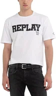 Koszulki męskie - Replay T-shirt męski, Biały 001, XS - miniaturka - grafika 1