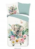 Pościel dla dzieci - Pościel dla dziecka slonik kwiaty liście motylki 135x200 140x200 bawełniana - miniaturka - grafika 1