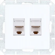 Gniazdka elektryczne - Gniazdo moduł internetowe 2xLAN RJ45 8-PIN PREMIUM biały - miniaturka - grafika 1