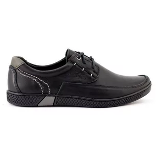 Buty męskie skórzane casual 911 czarne - Komodo - Mokasyny męskie - miniaturka - grafika 1