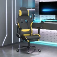 Fotele gamingowe - vidaXL Fotel gamingowy z masażem i podnóżkiem czarno-żółty - Fotel gamingowy - Fotele gamingowe - Fotel biurowy - Krzesło - miniaturka - grafika 1