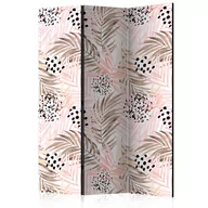 Parawany - Parawan 3-częściowy - Różowe palmy [Room Dividers] (rozmiar 135x172) - miniaturka - grafika 1