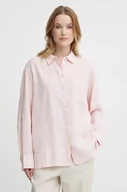 Koszule damskie - Tommy Hilfiger koszula lniana kolor różowy relaxed z kołnierzykiem klasycznym WW0WW41389 - miniaturka - grafika 1
