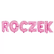 Baby shower i roczek - PAL Zestaw balonów foliowych "Roczek" różowy w serduszka - 40 cm 460295 - miniaturka - grafika 1