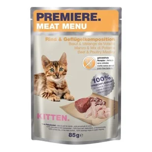 PREMIERE Meat Menu Kitten Wołowina i kompozycja drobiowa 48x85 g - Mokra karma dla kotów - miniaturka - grafika 1