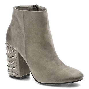Szare Botki Carinii Eleganckie Buty Damskie Ze Zdobieniami - Botki damskie - miniaturka - grafika 1
