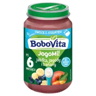 Desery dla dzieci - BoboVita Owoce z jogurtem jabłka jagody i banany po 6 miesiącu 190 g - miniaturka - grafika 1