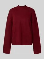 Swetry damskie - Sweter z dzianiny ze stójką i obniżonymi ramionami - miniaturka - grafika 1