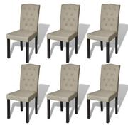 Krzesła - vidaXL Krzesła jadalniane, z lnianą tapicerką, beż, sześć w zestawie - miniaturka - grafika 1
