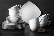 Serwisy do kawy i herbaty - Zestaw kawowy, 6 os. (18 el) CARLINA biały / 19x19/14x14/200 / porcelana - miniaturka - grafika 1