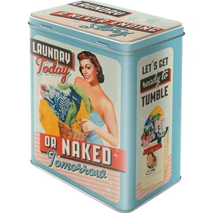 Metalowa Puszka L Laundry Today or Naked - Gadżety do domu - miniaturka - grafika 1