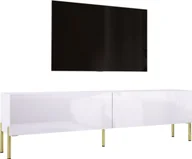 Szafki RTV - Szafka pod telewizor w kolorze białym matowym / białym błyszczącym z nogami w kolorze złotym, A: szer: 170 cm cm, wys: 52 cm, gł: 32 cm. Meble pod telewizor, stolik pod telewizor, ława pod telewizor - miniaturka - grafika 1