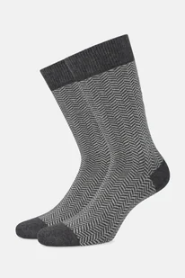 Skarpety Szare w Jodełkę - Skarpetki męskie - miniaturka - grafika 1