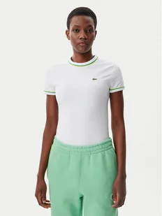 Lacoste T-Shirt TF0347 Biały Slim Fit - Koszulki i topy damskie - miniaturka - grafika 1