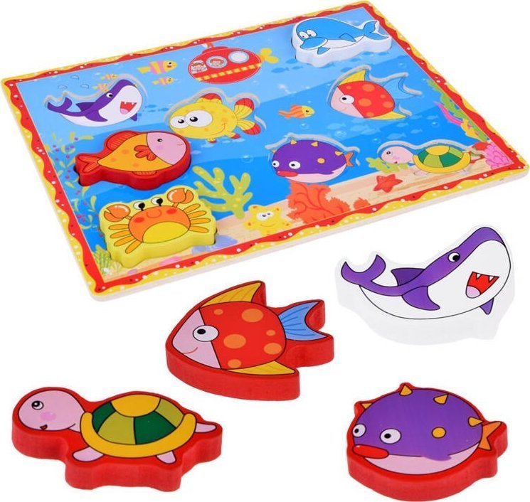 Jokomisiada Puzzle drewniane układanka rybki podwodny świat 8 ele ZA5254