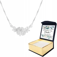 Naszyjniki - Naszyjnik srebrny Bukiet Kwiatów + WŁASNY NADRUK - miniaturka - grafika 1