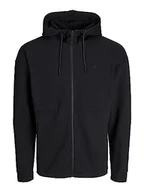 Kurtki męskie - Bestseller A/S Męska kurtka JJEJAX Sweat Zip Hood NOOS PLS bluza z kapturem, czarna, 3XL, czarny - miniaturka - grafika 1