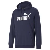 Swetry męskie - Męska bluza z kapturem i dużym logo z kolekcji Essentials PUMA Peacoat Blue - miniaturka - grafika 1