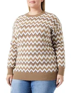 Swetry damskie - aleva Damski sweter z dzianiny 15525117-AL04, brązowy wielokolorowy, XS/S, Brązowy, wielokolorowy., XS-S - miniaturka - grafika 1