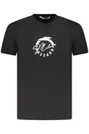 Koszulki męskie - TRUSSARDI KOSZULKA Z KRÓTKIM RĘKAWEM MĘSKA CZARNA - miniaturka - grafika 1