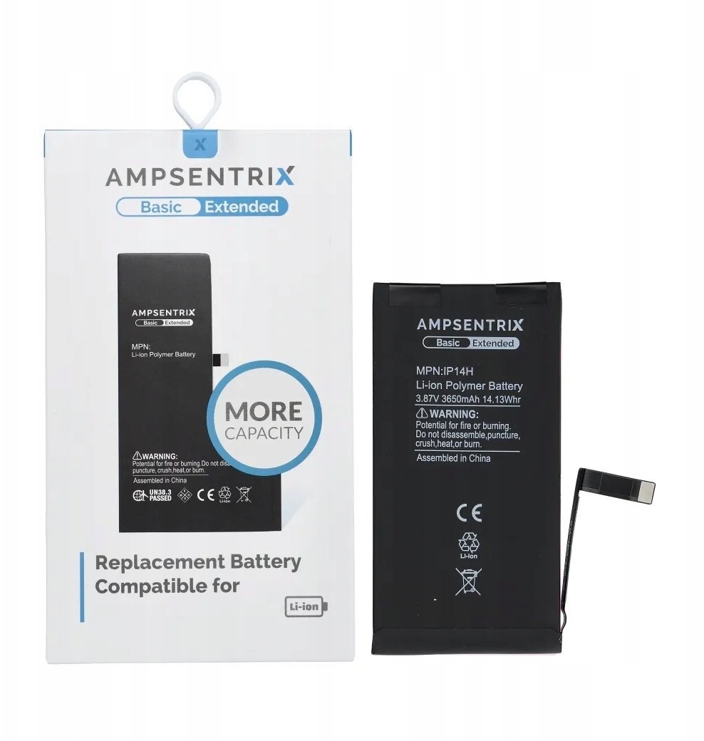 AmpSentrix Basic bateria do iPhone 14 zwiększona pojemność