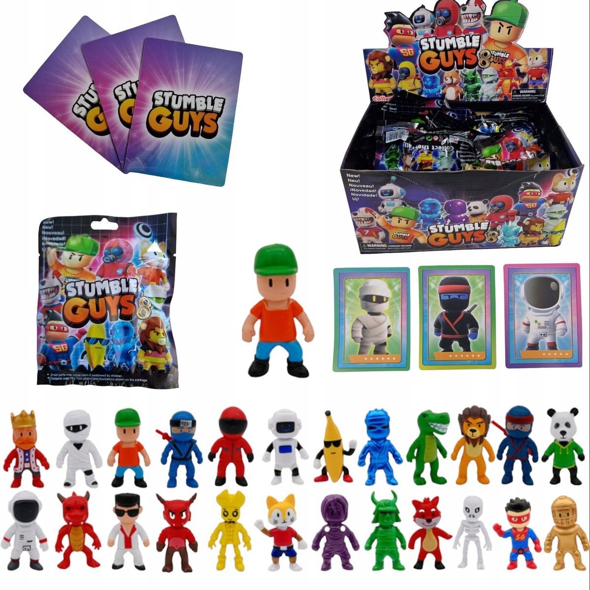 STUMBLE GUYS FIGURKA NIESPODZIANKA + 3 KARTY KOLEKCJONERSKIE SASZETKA GRA