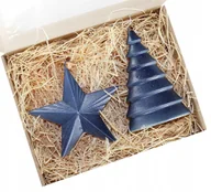 Świece - Świece świąteczne na prezent choinka + gw granatow - miniaturka - grafika 1