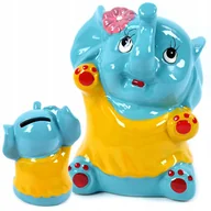 Skarbonki - SŁOŃ NIEBIESKA SKARBONKA CERAMICZNA OTWIERANA NA OSZCZĘDNOŚCI PREZENT - miniaturka - grafika 1