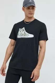 Koszulki męskie - Converse t-shirt bawełniany kolor czarny z nadrukiem - grafika 1