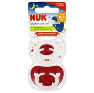 Smoczki uspokajające - NUK Smoczek silikonowy 0-6m Signature Night czerwony 2 szt - miniaturka - grafika 1