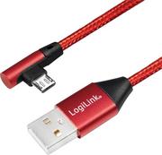 Kable USB - LogiLink micro USB 0.3m kątowy czerwony CU0149 - miniaturka - grafika 1