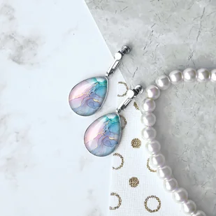 MARBLE PASTELLE KLIPSY niebanalne i artystyczne nie uczulające - Kolczyki - miniaturka - grafika 1